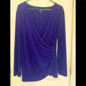 Purple/deep blue shade faux wrap top full coverage